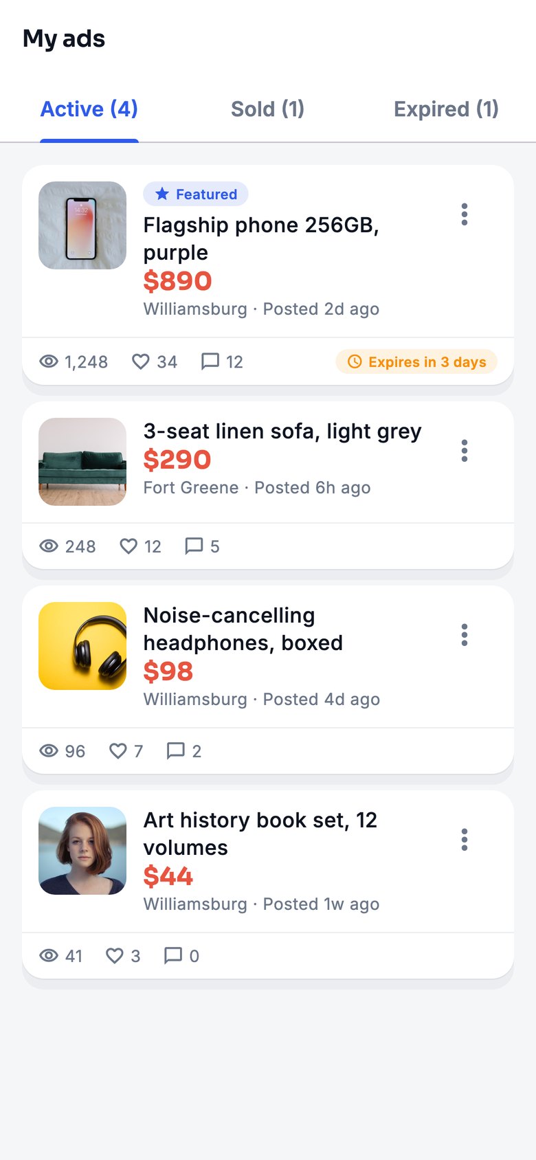 A seller's own ads